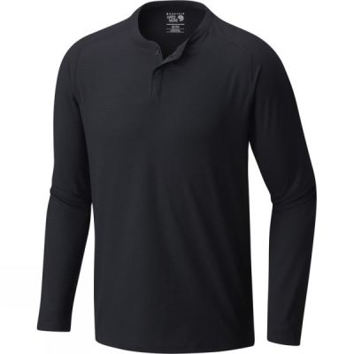 Top Mountain Hardwear MHW AC Manga Larga Henley Hombre Negras - Chile CKQ517043